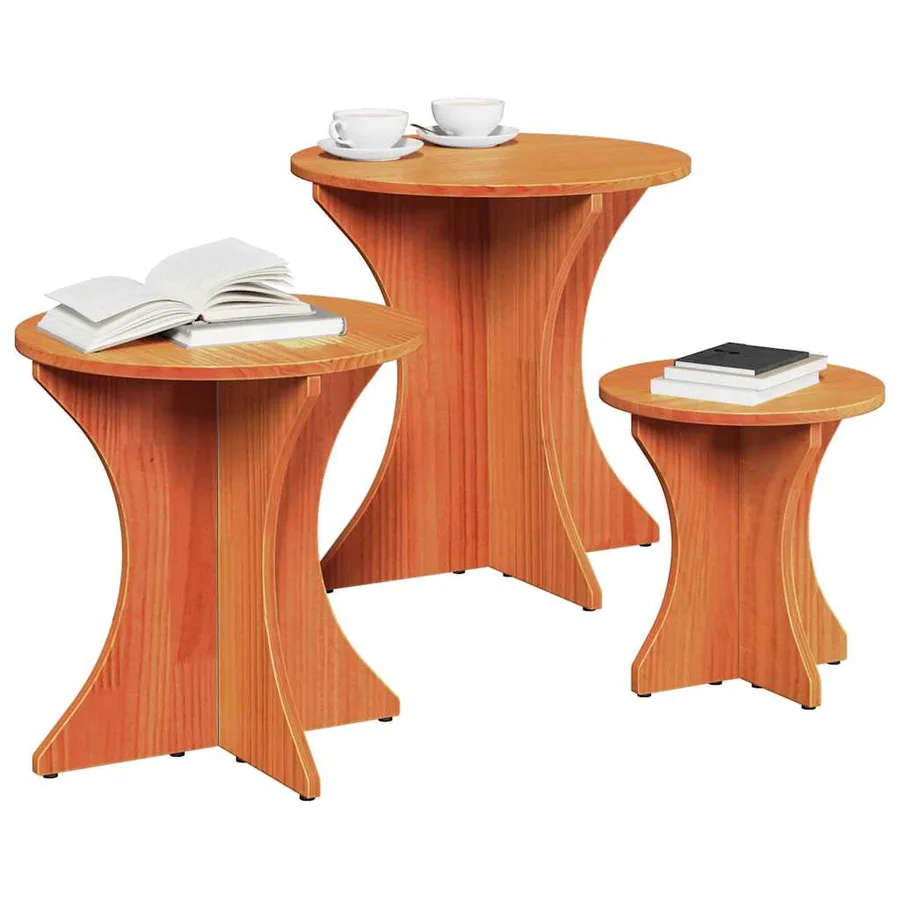 Table basse 3 pcs Brun cire - 3