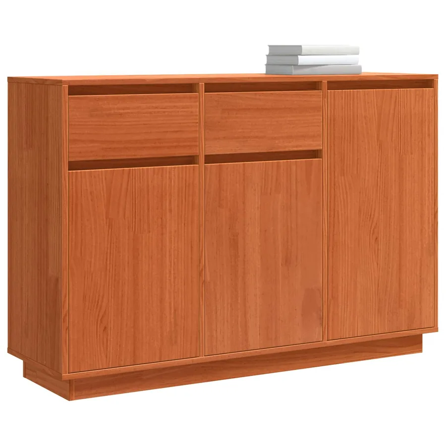Buffet avec tiroir Brun cire 110 x 34 x 75 cm Pin massif - 3