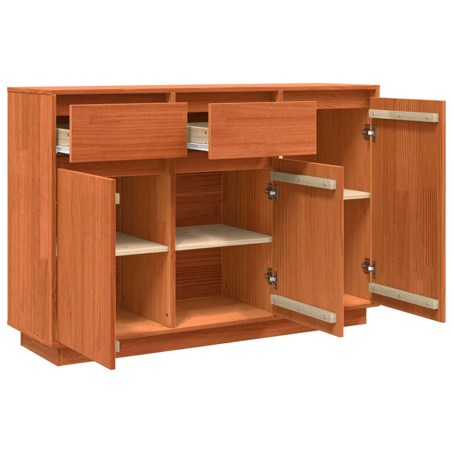 Buffet avec tiroir Brun cire 110 x 34 x 75 cm Pin massif - 5