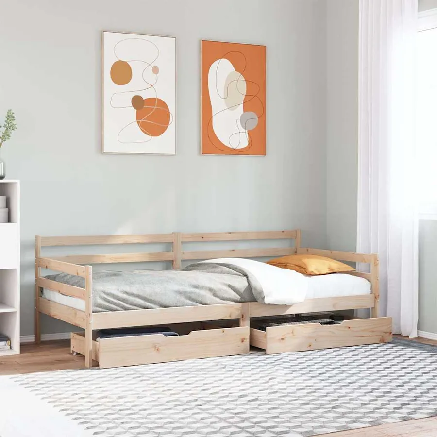 Lit de jour avec tiroirs sans matelas 90x190 cm bois massif