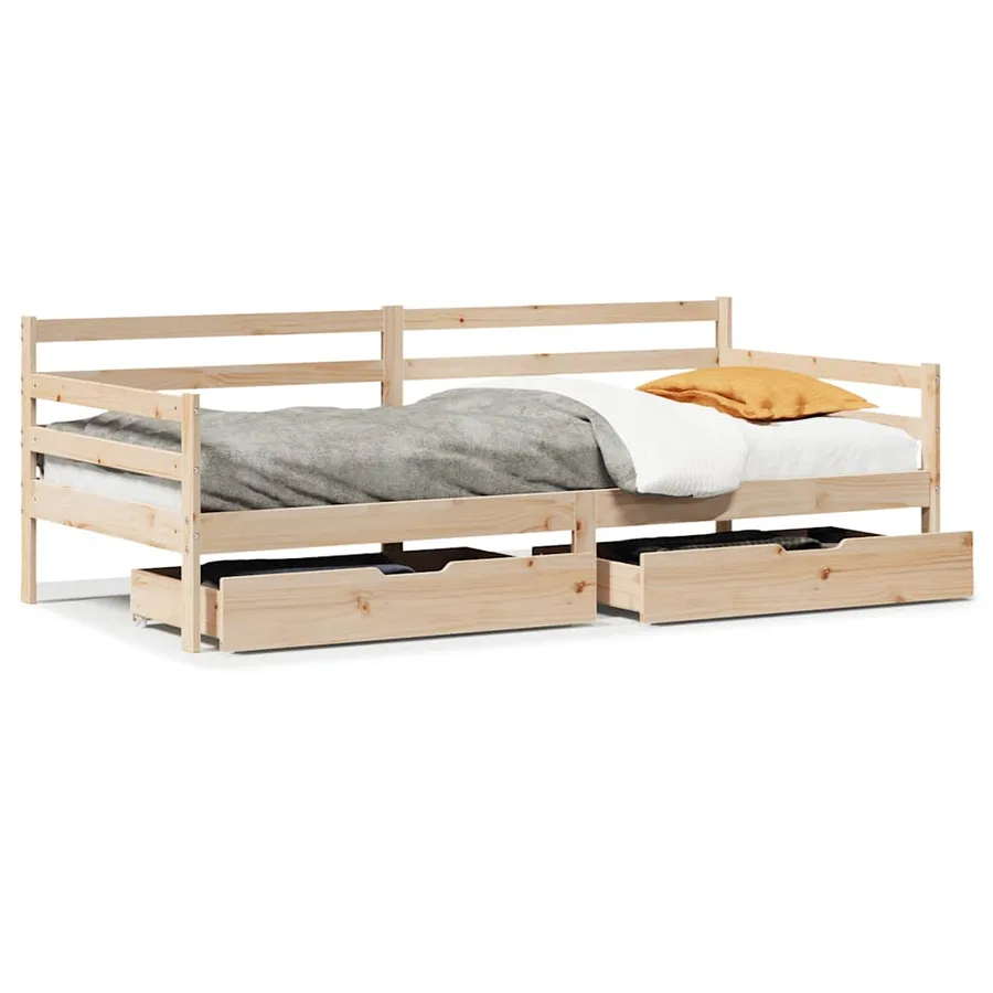 Lit de jour avec tiroirs sans matelas 90x190 cm bois massif - 2