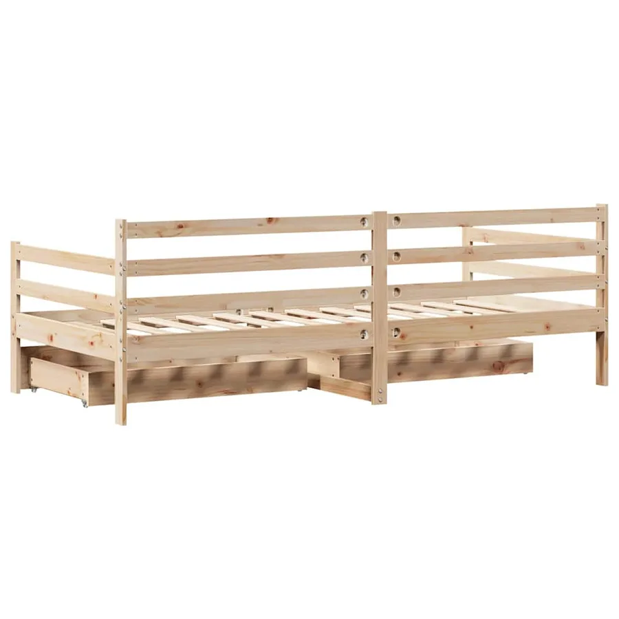 Lit de jour avec tiroirs sans matelas 90x190 cm bois massif - 8