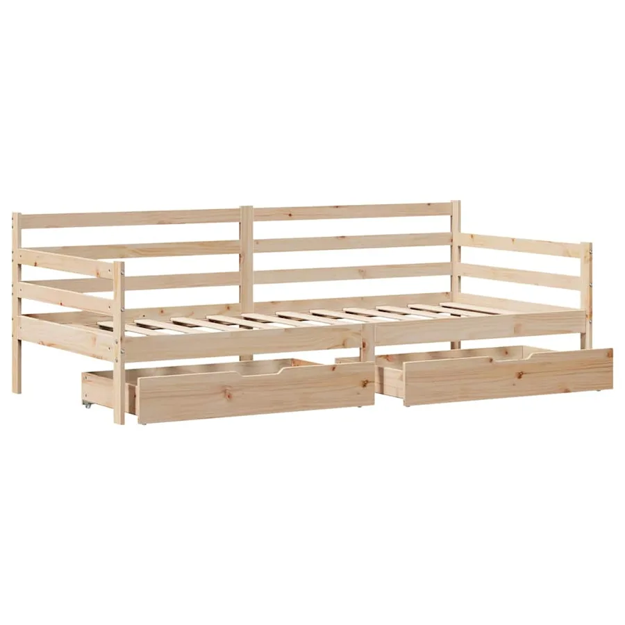 Lit de jour avec tiroirs sans matelas 90x190 cm bois massif - 9