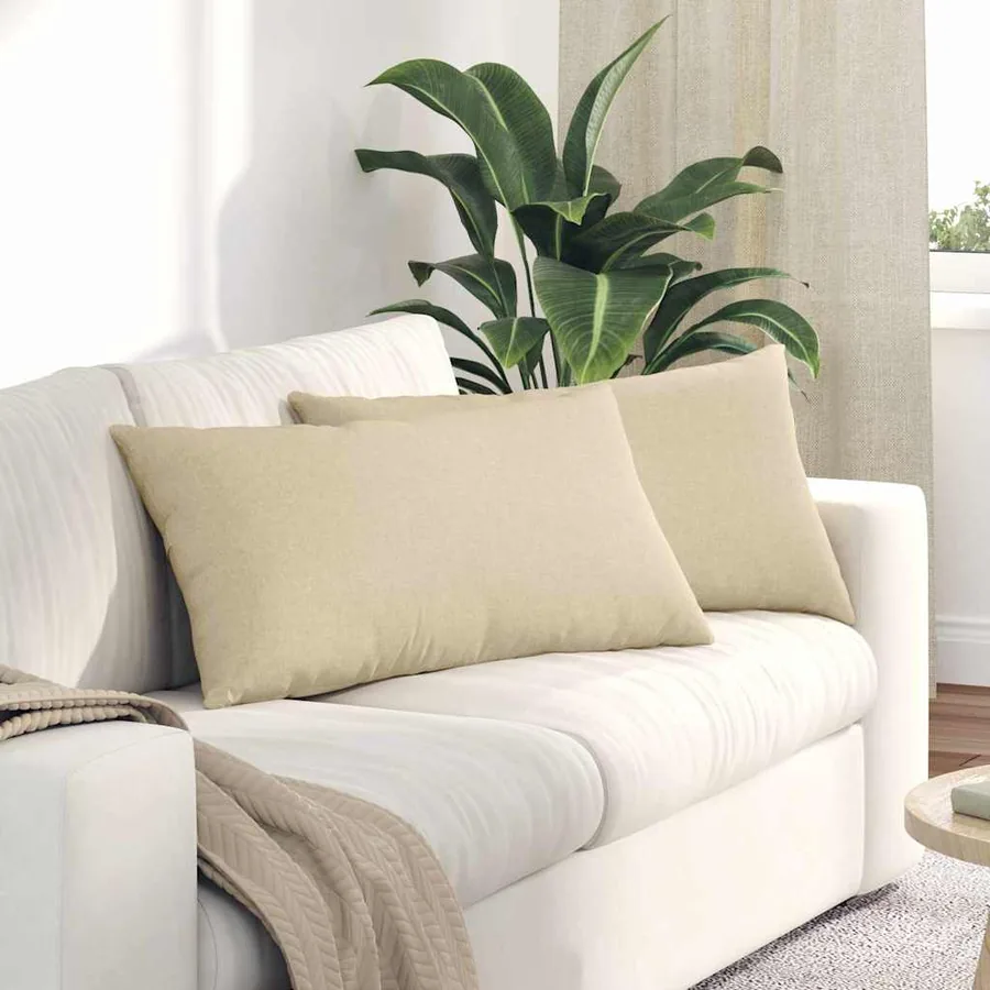 Coussins de canapé 2 pcs Crème 80 x 40 cm tissu