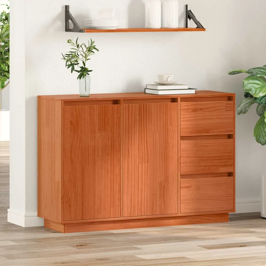 Buffet avec tiroir Chêne brun 111 x 34 x 75 cm Pin massif