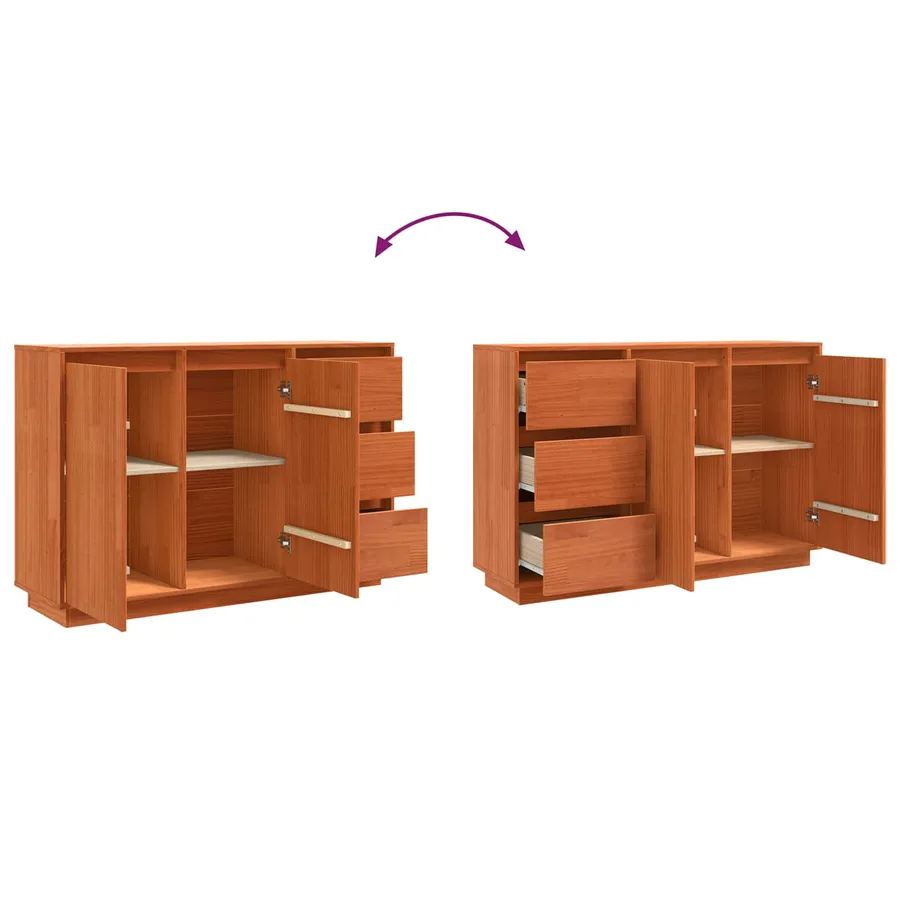 Buffet avec tiroir Chêne brun 111 x 34 x 75 cm Pin massif - 12