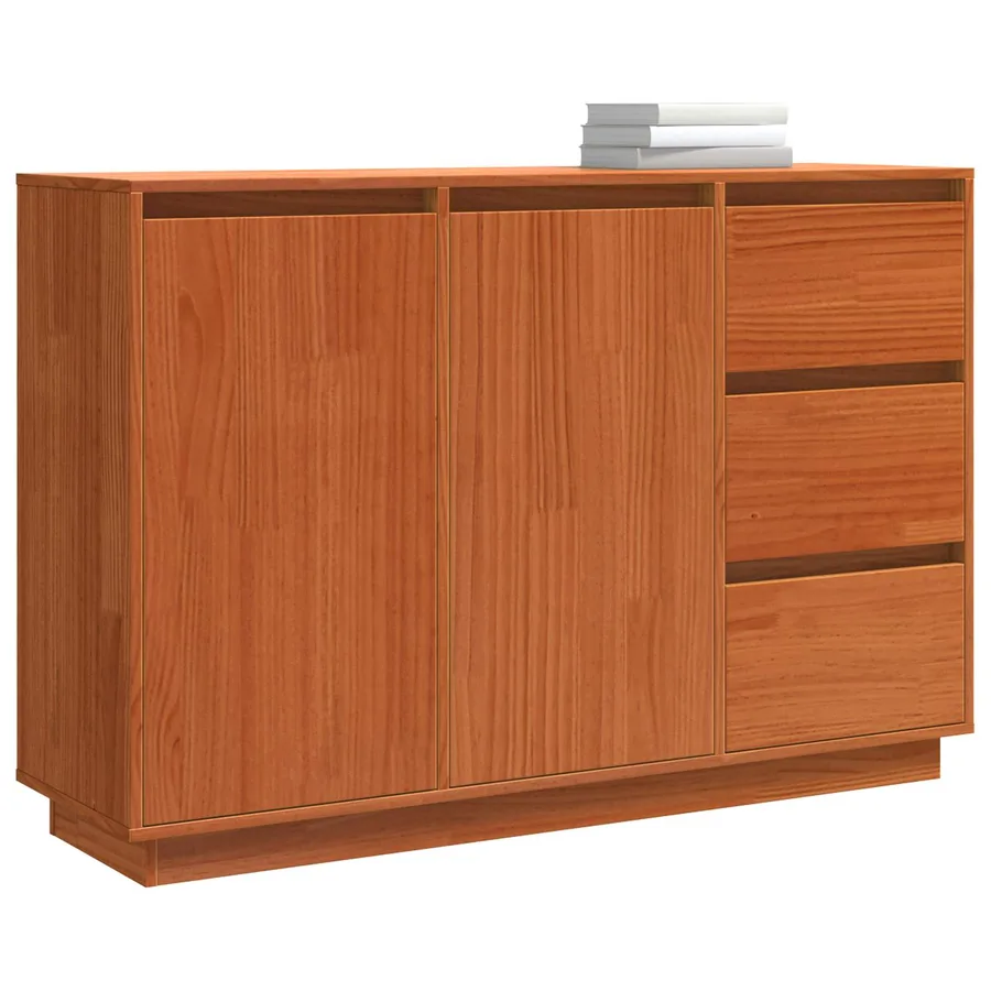 Buffet avec tiroir Chêne brun 111 x 34 x 75 cm Pin massif - 3