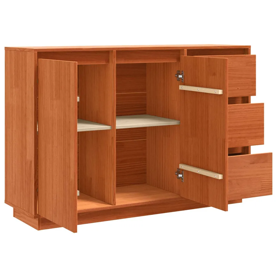 Buffet avec tiroir Chêne brun 111 x 34 x 75 cm Pin massif - 5