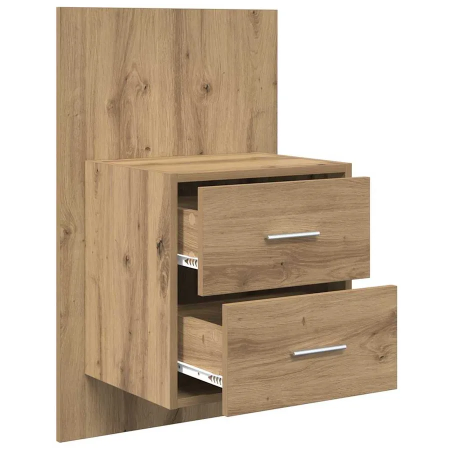 Cabinet de chevet mural avec tiroir 2 pcs Chêne artisanal - 5