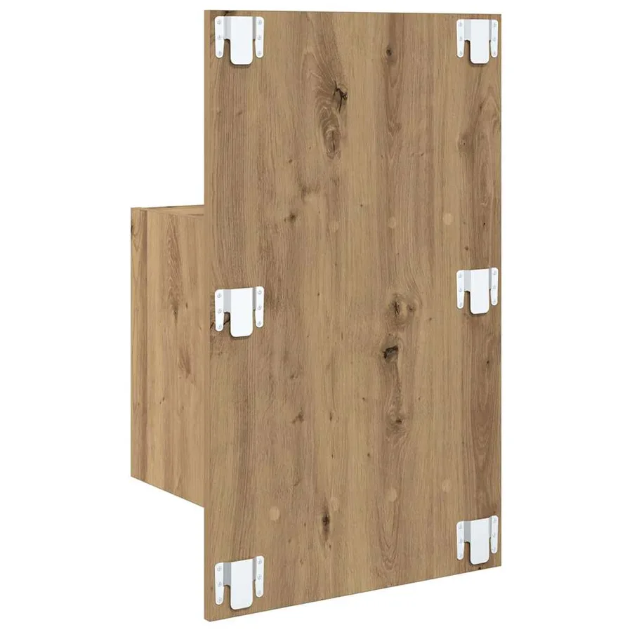 Cabinet de chevet mural avec tiroir 2 pcs Chêne artisanal - 9