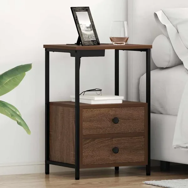 Cabinet de chevet avec tiroir 2 pcs Chêne brun 40 x 31 x 60 cm
