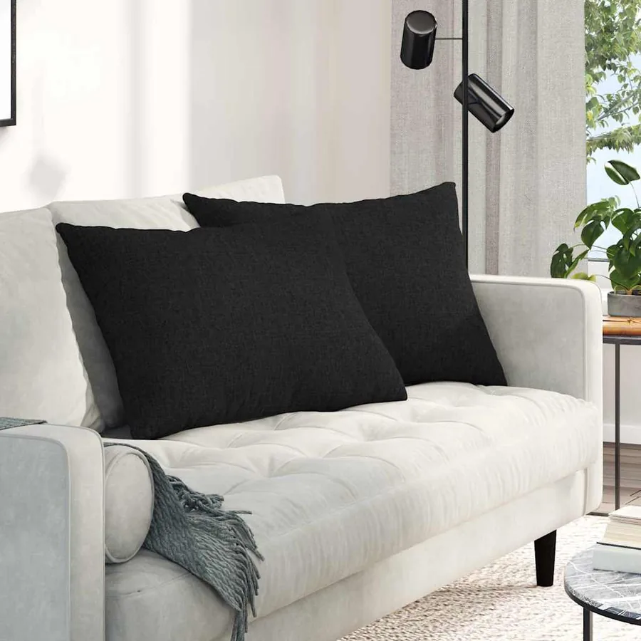 Coussins de canapé 2 pcs Noir 70 x 50 cm tissu