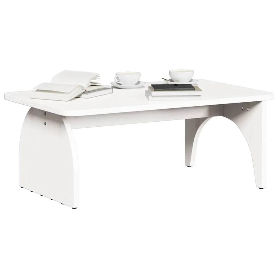 Table basse Blanc 80 x 50 x 31 cm Bois massif en pin - 3