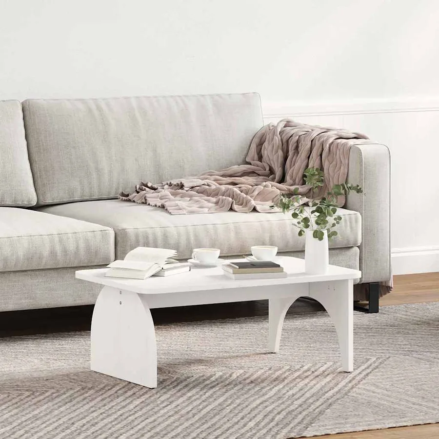 Table basse Blanc 80 x 50 x 31 cm Bois massif en pin - 4
