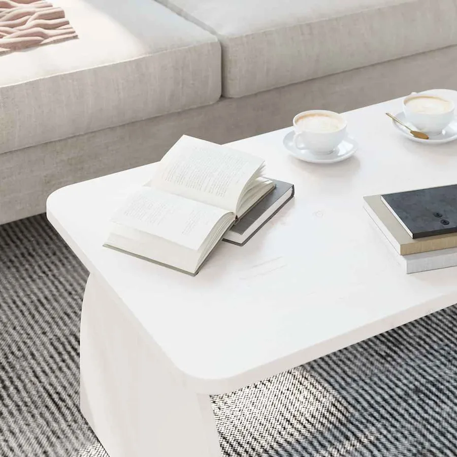 Table basse Blanc 80 x 50 x 31 cm Bois massif en pin - 5