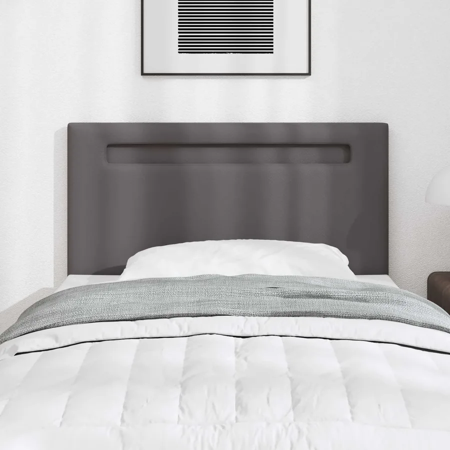 Tête de lit LED Gris 90 cm Cuir synthétique