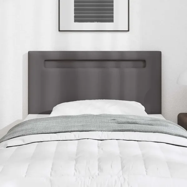 Tête de lit LED Gris 90 cm Cuir synthétique