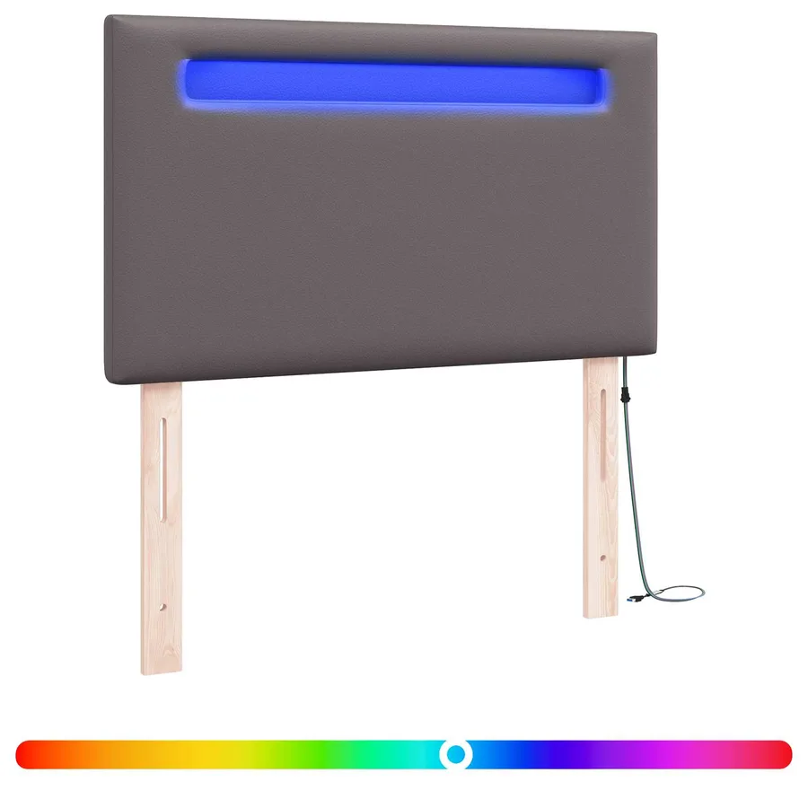Tête de lit LED Gris 90 cm Cuir synthétique - 2