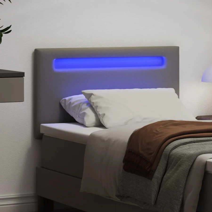 Tête de lit LED Gris 90 cm Cuir synthétique - 3