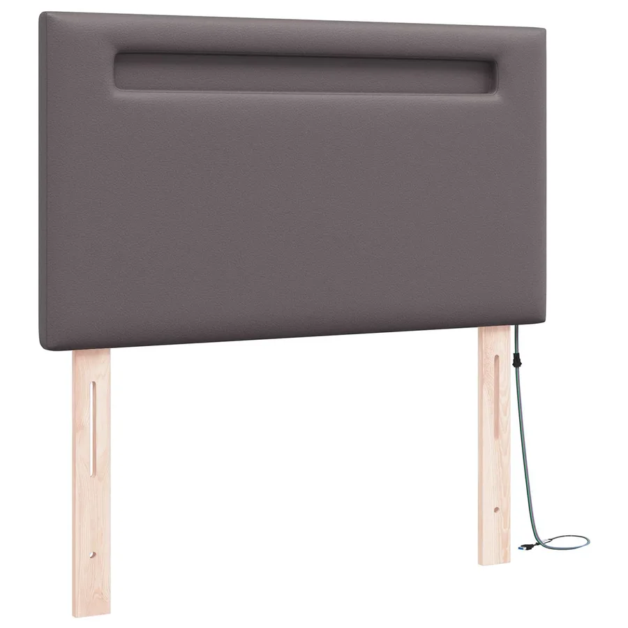Tête de lit LED Gris 90 cm Cuir synthétique - 4