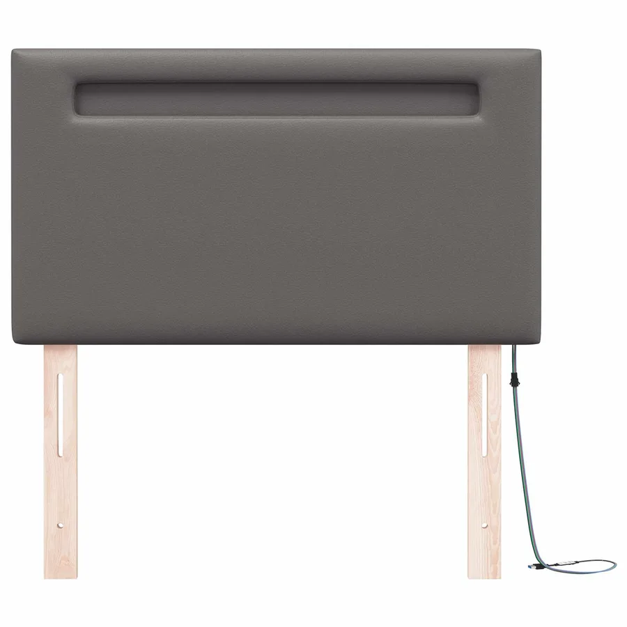 Tête de lit LED Gris 90 cm Cuir synthétique - 5