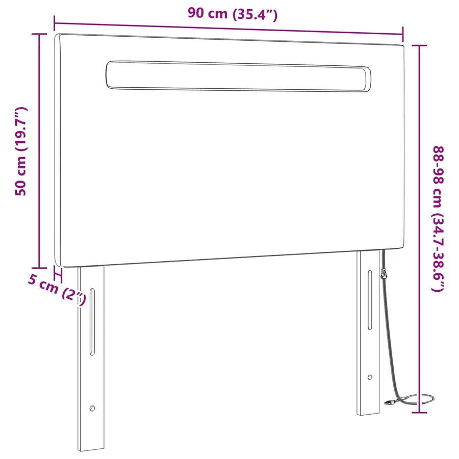 Tête de lit LED Gris 90 cm Cuir synthétique - 8