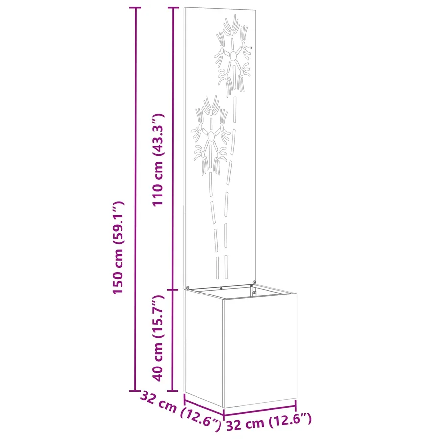Écran de confidentialité de jardin Rouillé 32 x 32 x 150 cm - 14