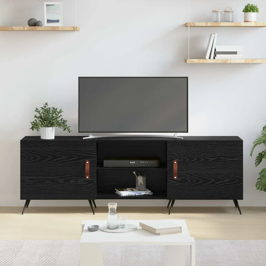 Meuble TV Chêne noir 150 x 30 x 50 cm Bois d'ingénierie - 4