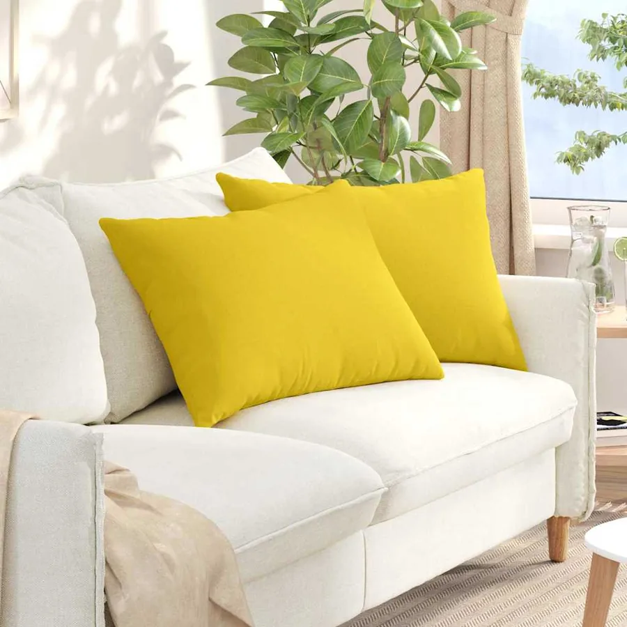 Coussins de canapé 2 pcs Jaune clair 70 x 50 cm tissu