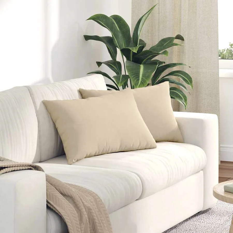 Coussins de canapé 2 pcs Crème 60 x 40 cm tissu
