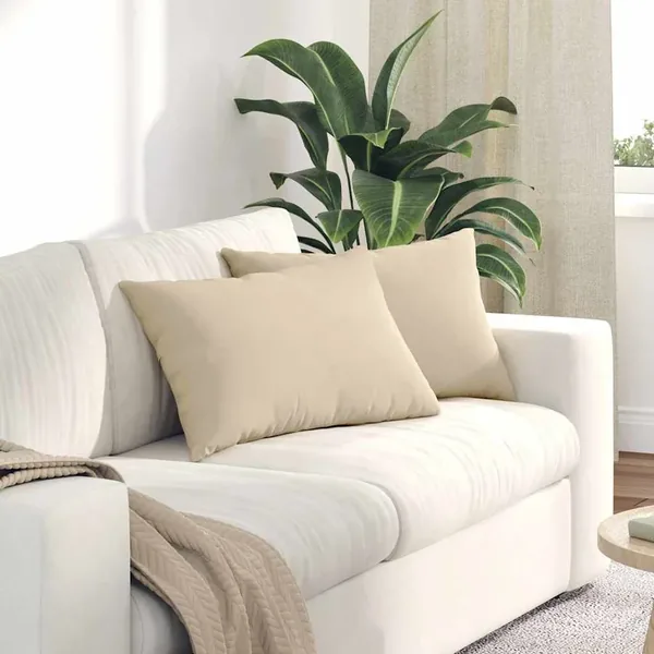 Coussins de canapé 2 pcs Crème 60 x 40 cm tissu