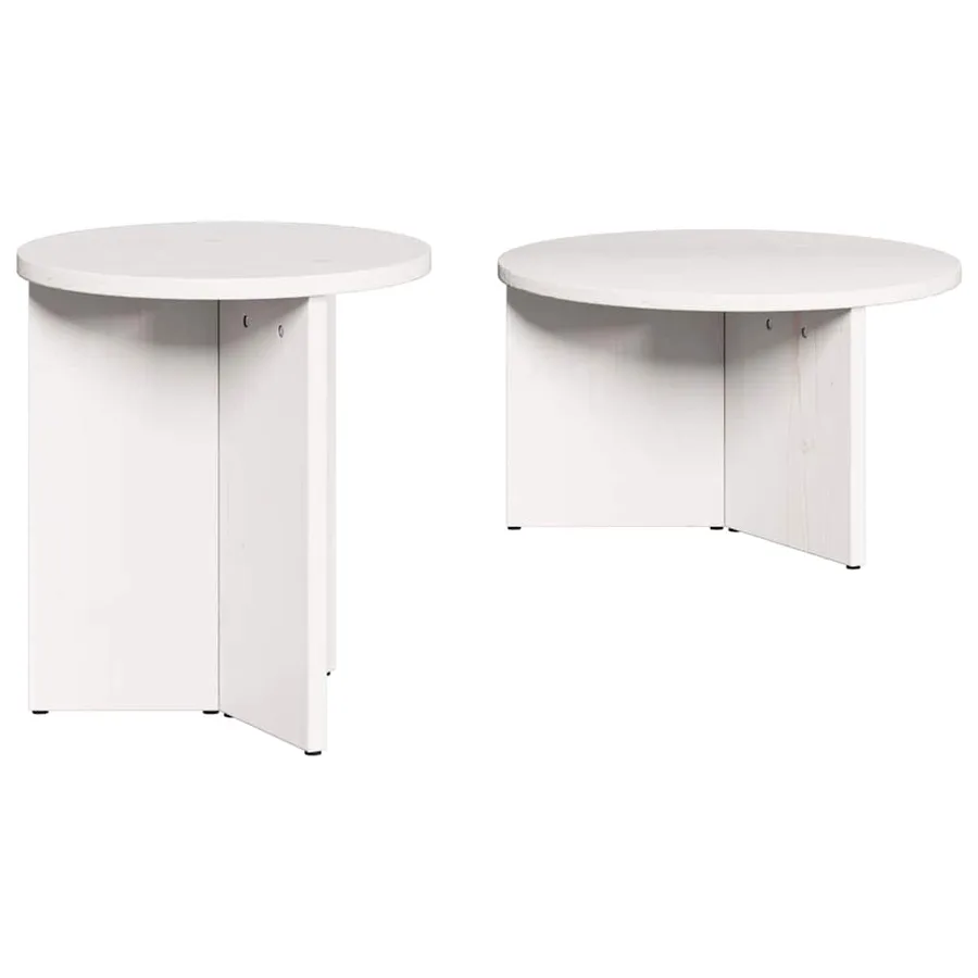 Table basse 2 pcs Blanc Bois de pin massif - 2