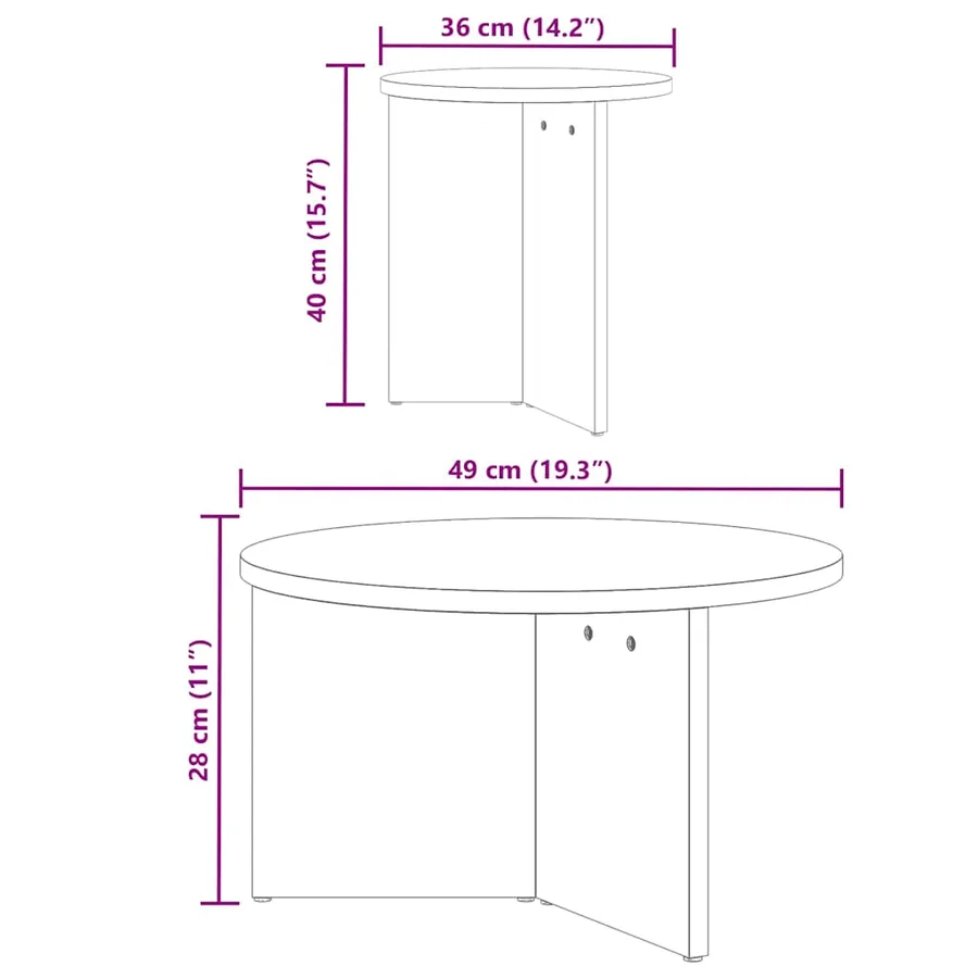Table basse 2 pcs Blanc Bois de pin massif - 8