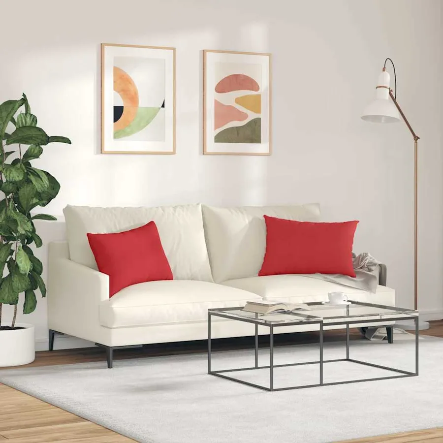 Coussins de canapé 2 pcs Rouge 60 x 40 cm tissu - 4