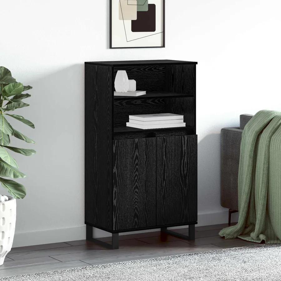 Haut Armoire Noir 60 x 36 x 110 cm Bois d'ingénierie