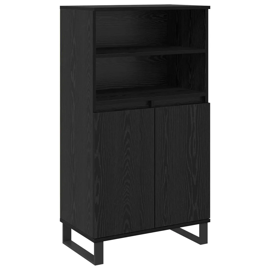 Haut Armoire Noir 60 x 36 x 110 cm Bois d'ingénierie - 2