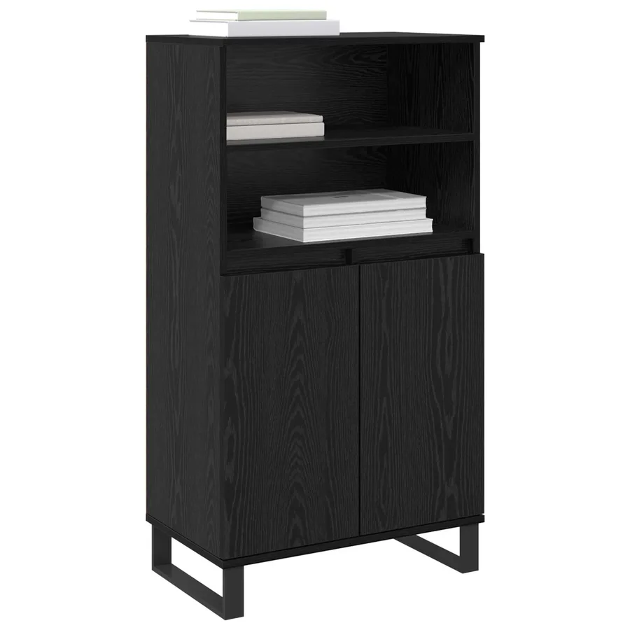 Haut Armoire Noir 60 x 36 x 110 cm Bois d'ingénierie - 3