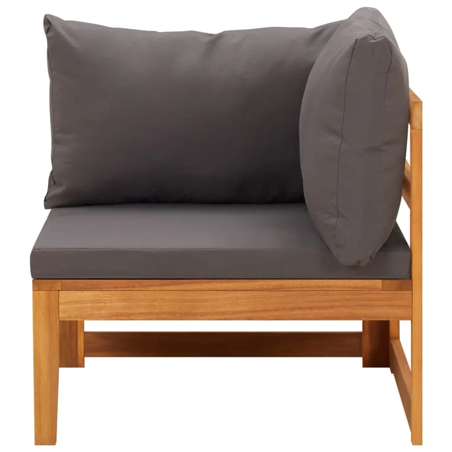 Salon de jardin 3 pcs avec coussins gris foncé Bois d'acacia - 4
