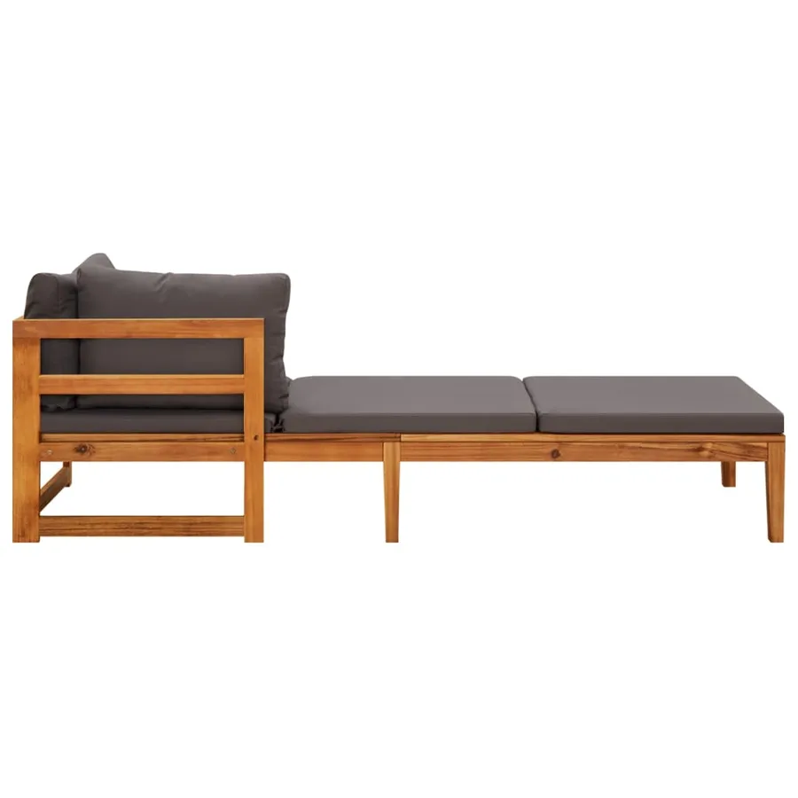Salon de jardin 3 pcs avec coussins gris foncé Bois d'acacia - 7
