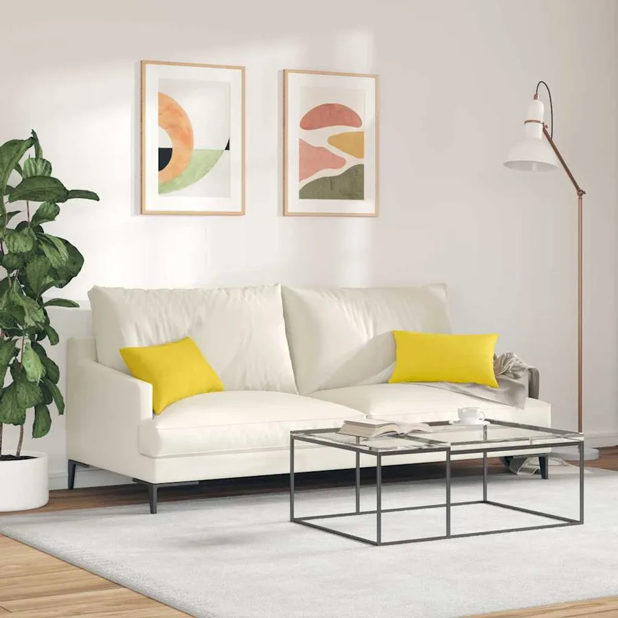 Coussins de canapé 2 pcs Jaune clair 50 x 30 cm tissu - 4