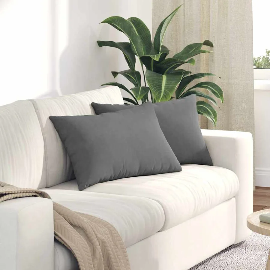 Coussins de canapé 2 pcs Gris foncé 60 x 40 cm tissu