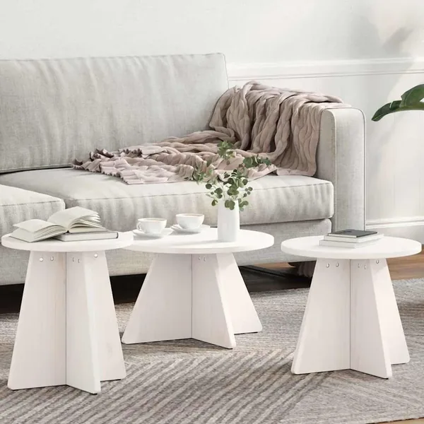 Table basse 3 pcs Blanc