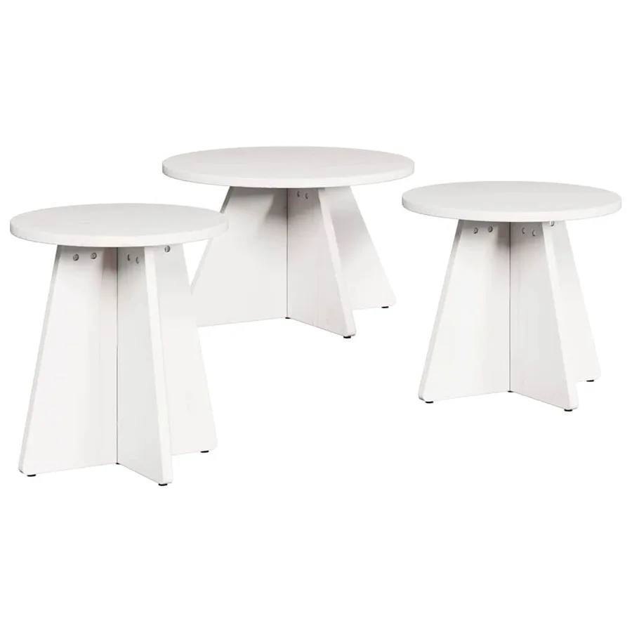 Table basse 3 pcs Blanc - 2