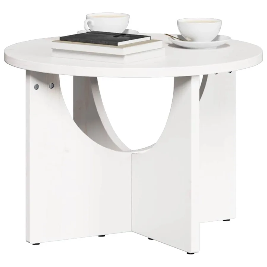 Table basse Blanc 50 x 50 x 35 cm Bois massif en pin - 3