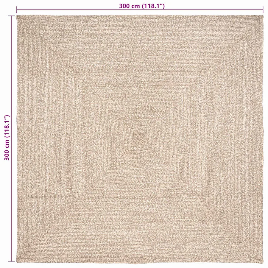 Tapis de surface Naturel et Blanc 300 x 300 cm Jute - 8