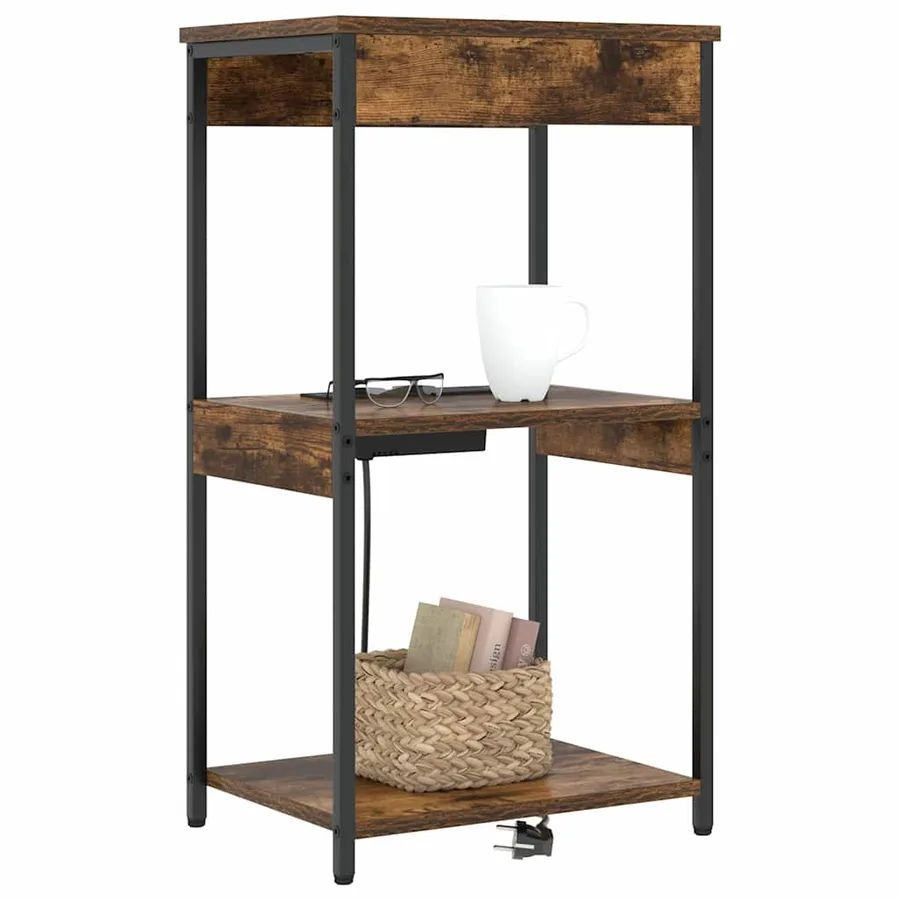 Cabinet de chevet Chêne fumé 41 x 31 x 76 cm Bois d'ingénierie - 3