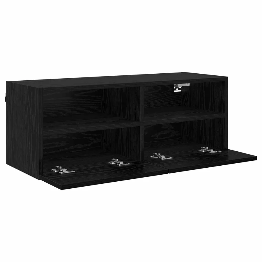 Meuble TV mural Chêne noir 80 x 30 x 30 cm Bois d'ingénierie - 5