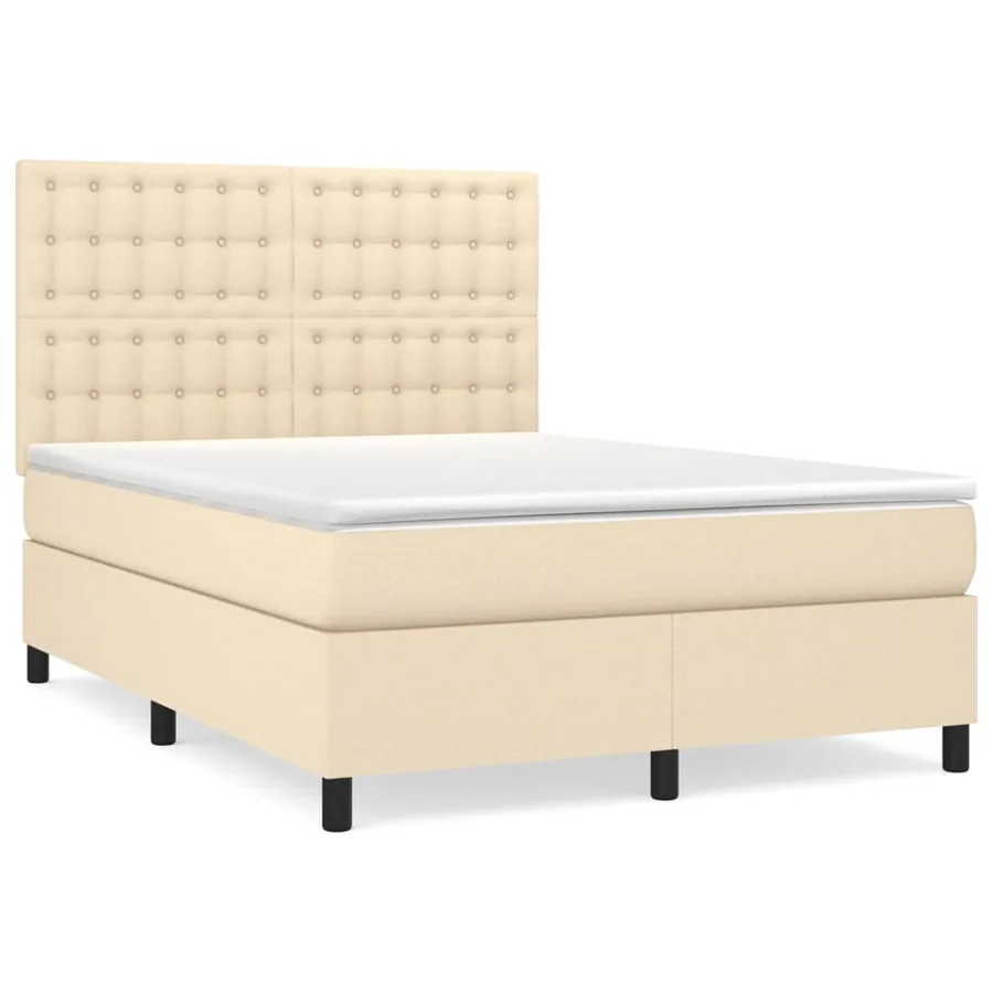 Sommier à lattes de lit avec matelas Crème 140x200 cm Tissu - 2