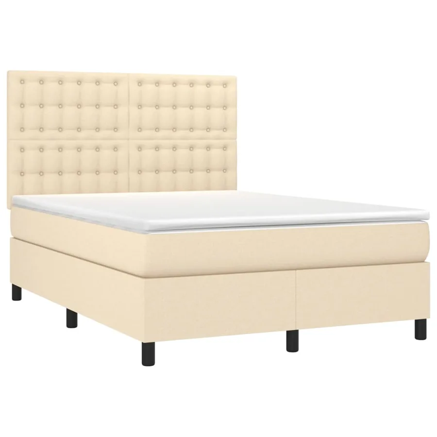 Sommier à lattes de lit avec matelas Crème 140x200 cm Tissu - 3