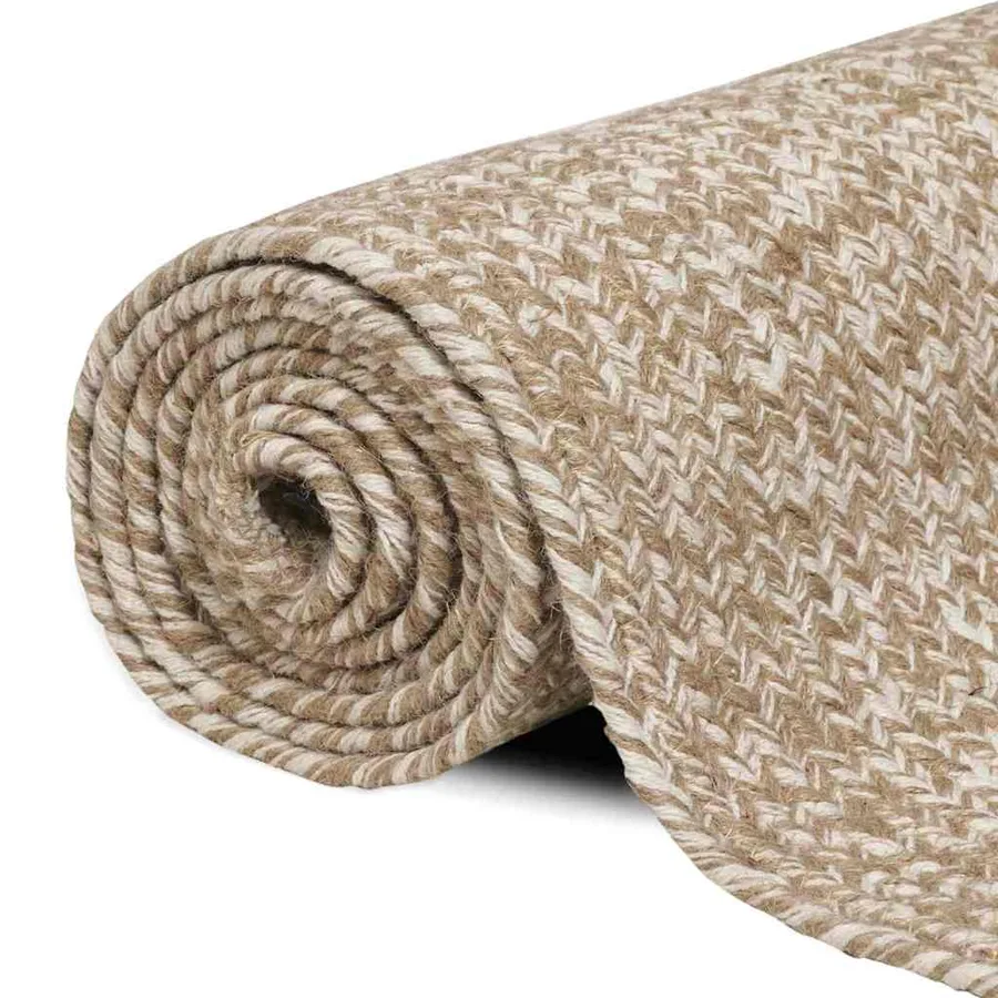 Tapis de surface Naturel et Blanc 80 x 150 cm Jute - 2
